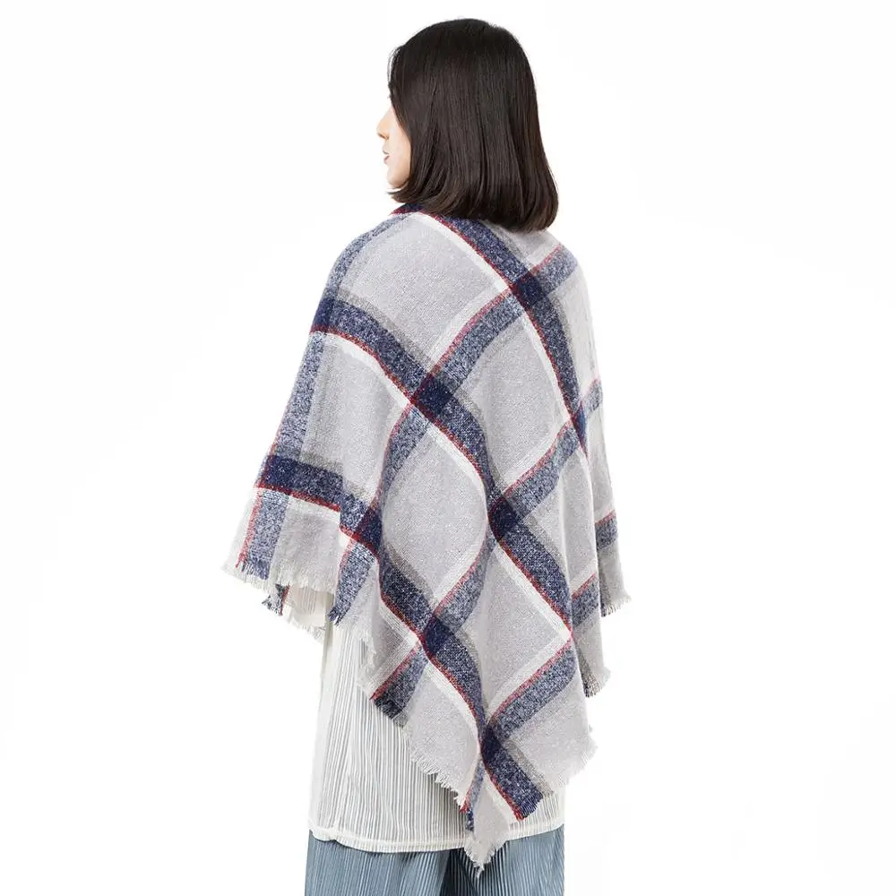 Женский зимний шарф, зимний теплый шарф, шаль для женщин, модный клетчатый треугольный шарф, аксессуары для одежды, шаль