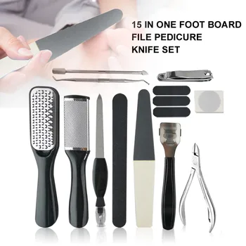 

15 In 1 Foot File Stainless Steel Salon Portable Travel Manicure Home Skin Care Callus Remover Pedicure Tools Kit Nail Clippers