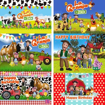 사진 배경 사용자 정의 녹색 잔디 농장 사진 부스 라 granja 드 zenon 배너 아이 1 생일 배경 사진 스튜디오 비닐