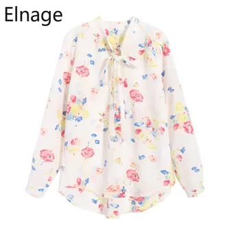 

Elnage Korean Fashion Spring Tops Long Sleeve Blouse Chiffon Shirts Retro Women Clothing Loose Casual Printed Blusas 5A606