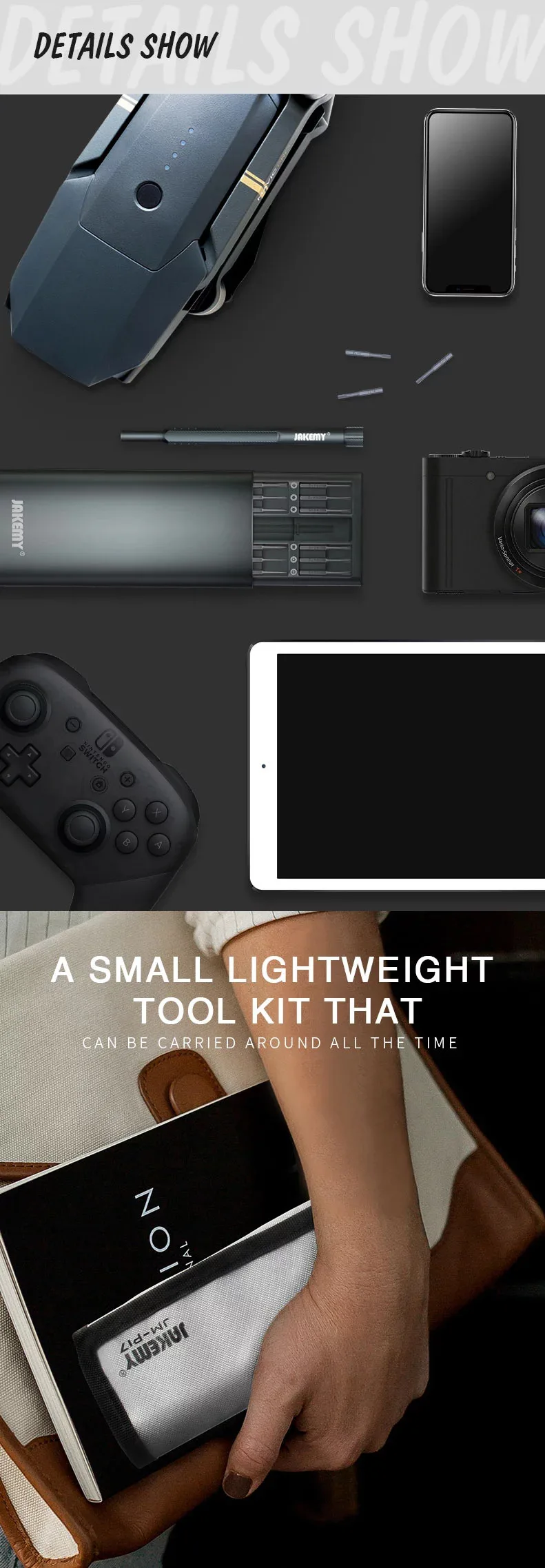 JAKEMY JM-P17 Portable Mini Precision Screwdriver Tool Set with Oxford Bag for Mobile Phone Computer Eyeglass Home DIY Repair