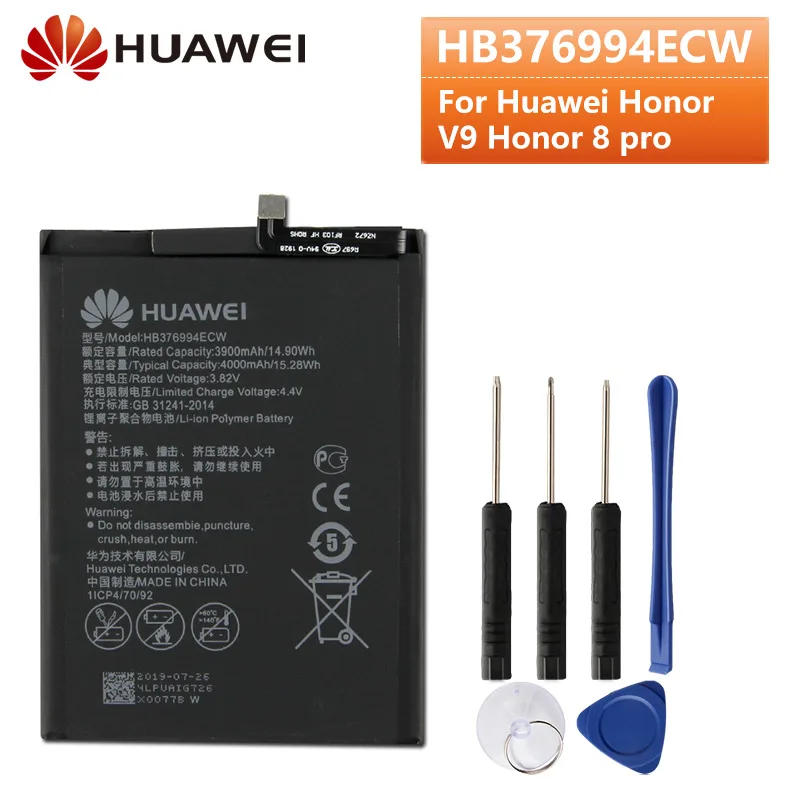 Оригинальный сменный аккумулятор для телефона Huawei Honor V9 8 pro DUK TL30 HB376994ECW
