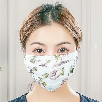 

Summer Sunscreen Breathable Mask Female Chiffon Printing Anti-ultraviolet Dustproof Thin Section Washable Breathing Mask