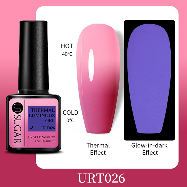 UR SUGAR 7.5ml Luminous Thermal Gel Nail Polish 2 In 1 Color Changing Glow in Dark Soak Off Manicuring UV Gel Nail Art Varnish URT026