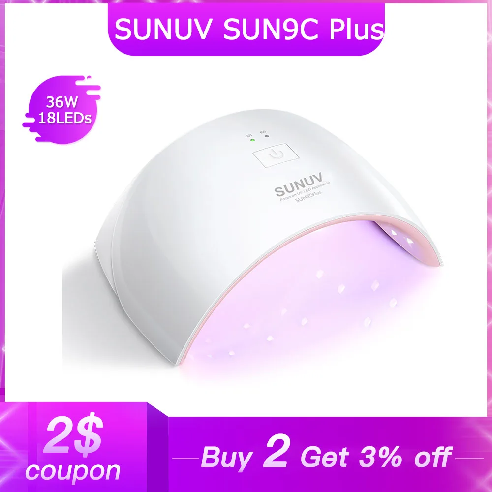 Новая Сушилка Для Ногтей SUN9c Плюс 36 Вт UV LED Лампы Гелем УФ светодиодная лампа с