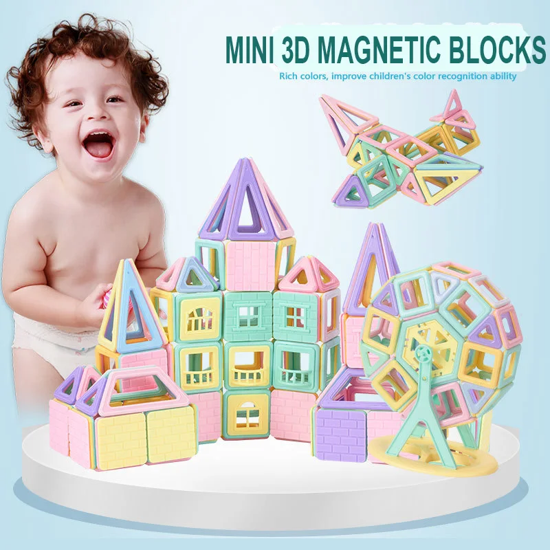 Мини-размер, 3D Магнитный конструктор, магнитные игрушки для моделирования, строительные блоки, Обучающие игрушки, безопасно для ребенка