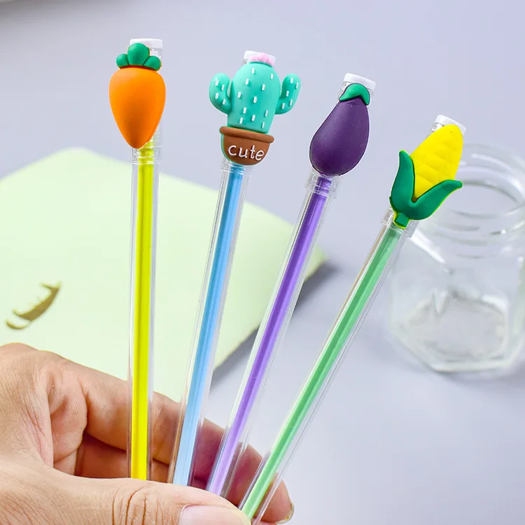 

24 Pcs Cute Fresh and Transparent Vegetable Neutral Pen Creative Cartoon Student Office Fountain Carrot Signature Pen