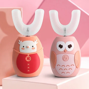 

Electric Toothbrush for Kids USB Rechargeable 360 Sonic U Type Silicone UV Automatic Cute Cartoon Children Teens Care Brush