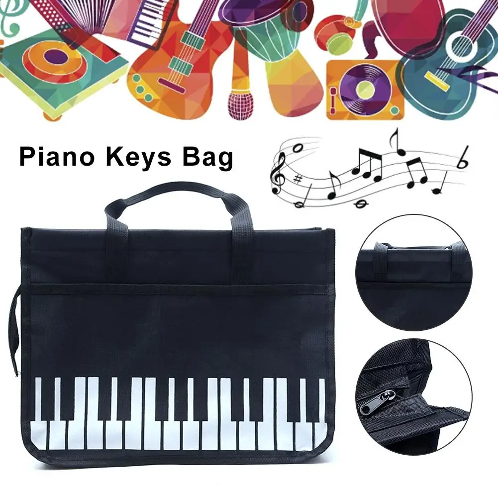 

Piano Keys Music Tote Bag Waterproof Oxford Cloth Handbag Shoulder Bag Large Capacity Piano Buttons Organizer Fast Delivery