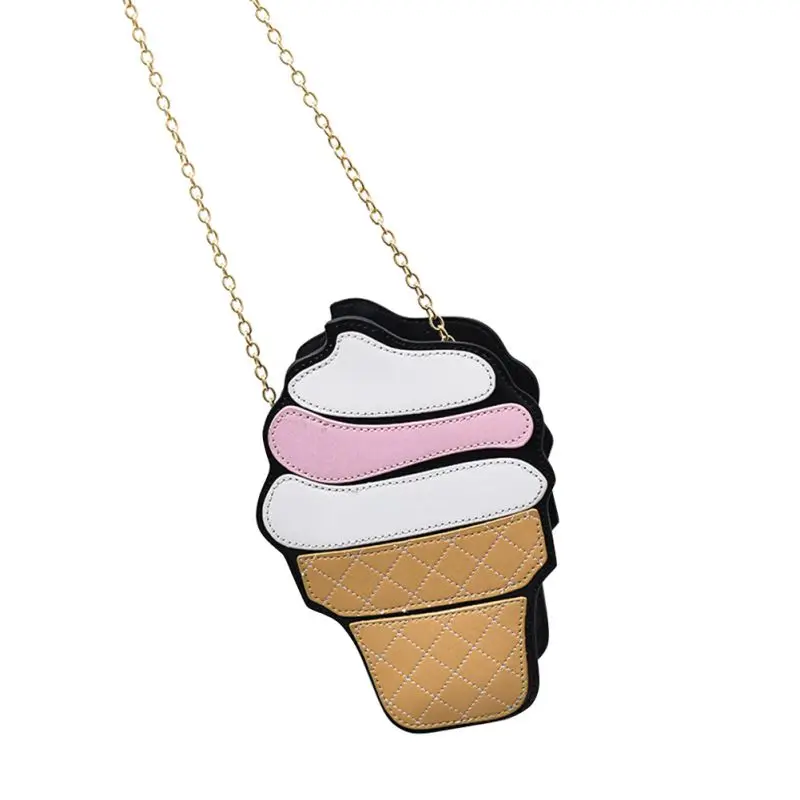 All Season PU Material Children Girls Shoulder Bags Fashion Cute Waterproof Exquisite Ice Cream Cake Small Chain Zipper Bag - Цвет: Ice-cream