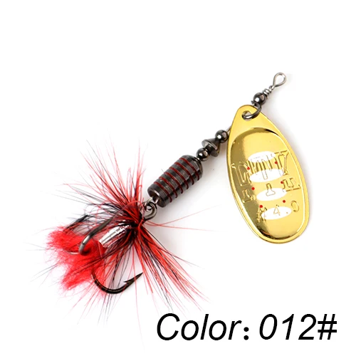 FTK 1pc Spinner Bait 7.5g 12g 17.5g Hard Spoon Bass Lures Metal Fishing Lure With Feather Treble Hooks For Pike Fishing 012