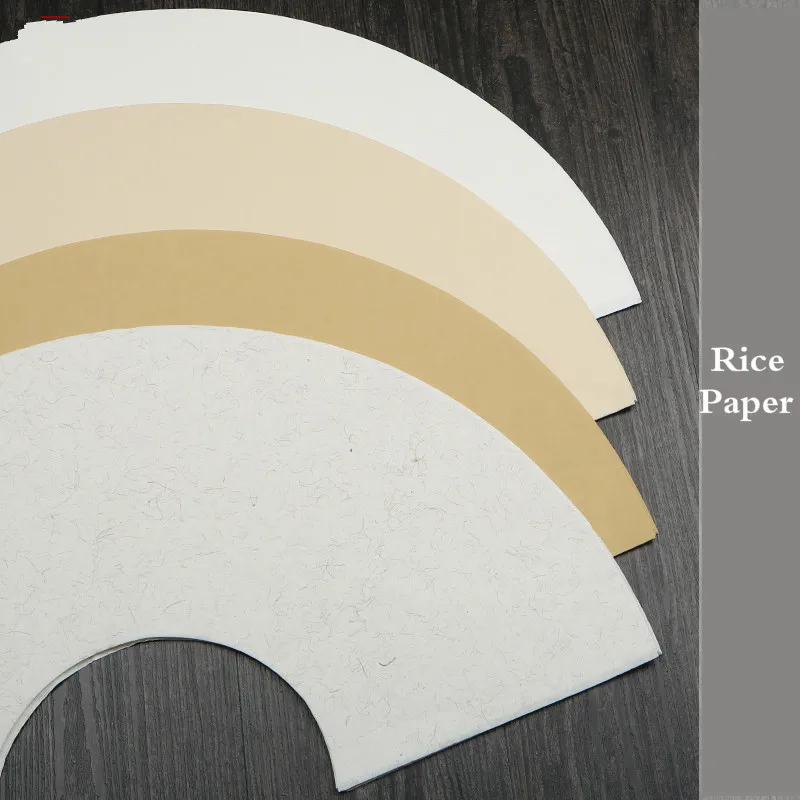 Calligraphy Papers Card Papel Arroz Brush Practice Cards Thicken Fan-shaped Ripe Xuan Paper Lens Card Painting Hemp Paper Cards