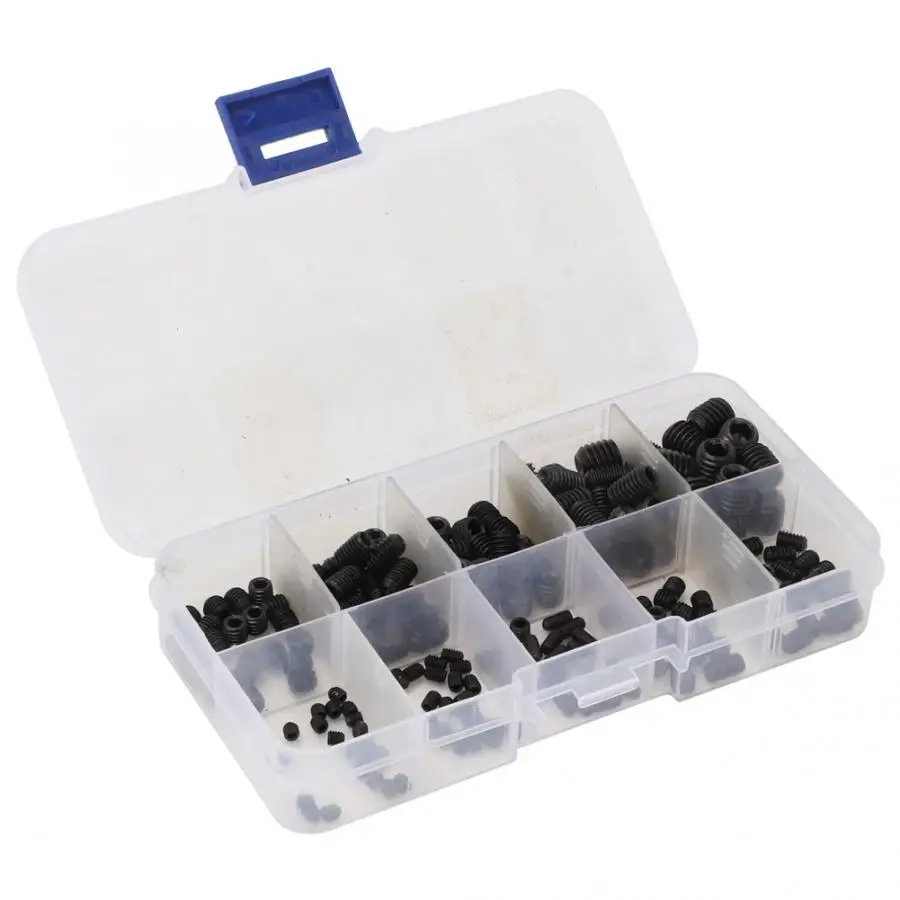 

Stainless Self Tapping Screws 200pcs M3-M8 Black Carbon Steel Hex Socket Grub Set Screw Assortment Metric Screw Assortment