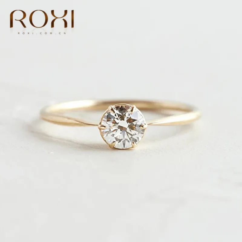 ROXI роскошное обручальное кольцо из розового золота кольцо Шесть крапанов AAA циркон обручальное кольцо изящные украшения для пальцев женщины обещают CZ камень пара кольцо