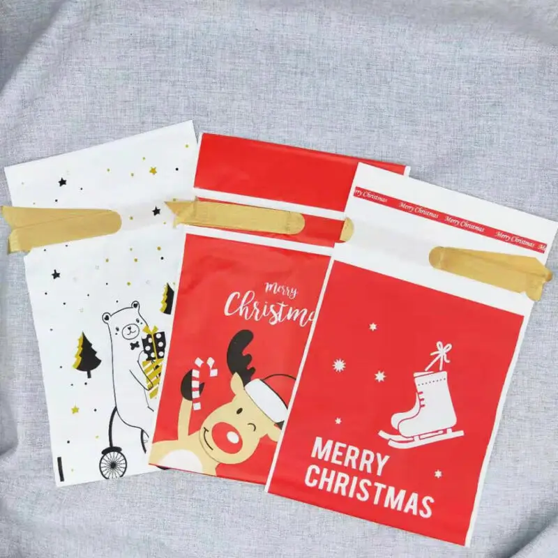 50Pc/Set Santa Claus Christmas Bag Cartoon Drawstring Elk Present Gift Candy Bag