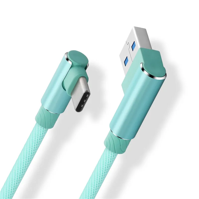 1~ 3 м Плетеный локоть Micro usb type C iOS зарядное устройство кабель Шнур для Sumsung Galaxy S9 S8 S7 S6 S5 Edge/Plus - Цвет: Green Type-C