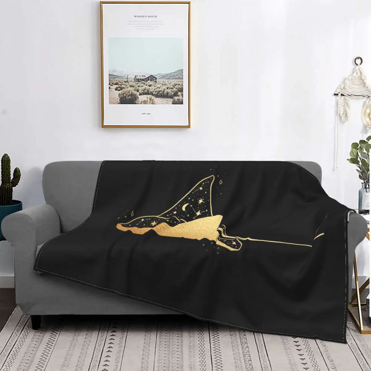 Golden Manta illustrazione coperta Ray Ocean Stingray peluche spessa  coperta in pile SuperSoft per divano letto velluto camera da letto  arte|Coperte| - AliExpress