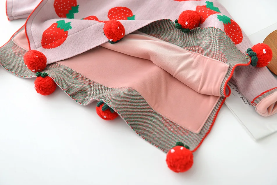 Новое поступление, новые и зимние детские свитера в новом стиле, для девочек в Корейском стиле, милые, Клубничные, вельветовые, свитера