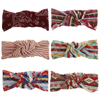 

6 Pcs Bohemian Style Hair Bands Floral Print Headwraps Elastic Headbands Headwraps for Lady Girl (Random Color)
