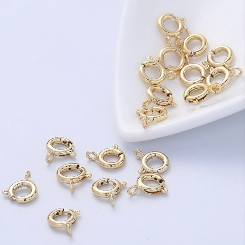 

10Pcs Brass 14K Gold Plated Round Claw Spring Ring Clasps Hooks for Bracelet Necklace Connectors DIY Jewelry Making Supplies