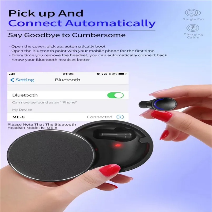 Одиночные ME-28 Bluetooth 5,0 беспроводные наушники-вкладыши гарнитура стерео спортивные наушники US Audifonos Para Celular 40NOV4