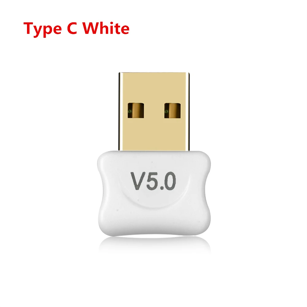 Kebidumei USB ключ беспроводной адаптер Bluetooth 5,0 ключ Музыкальный звуковой приемник адаптер Bluetooth передатчик для компьютера ПК - Цвет: Type C White