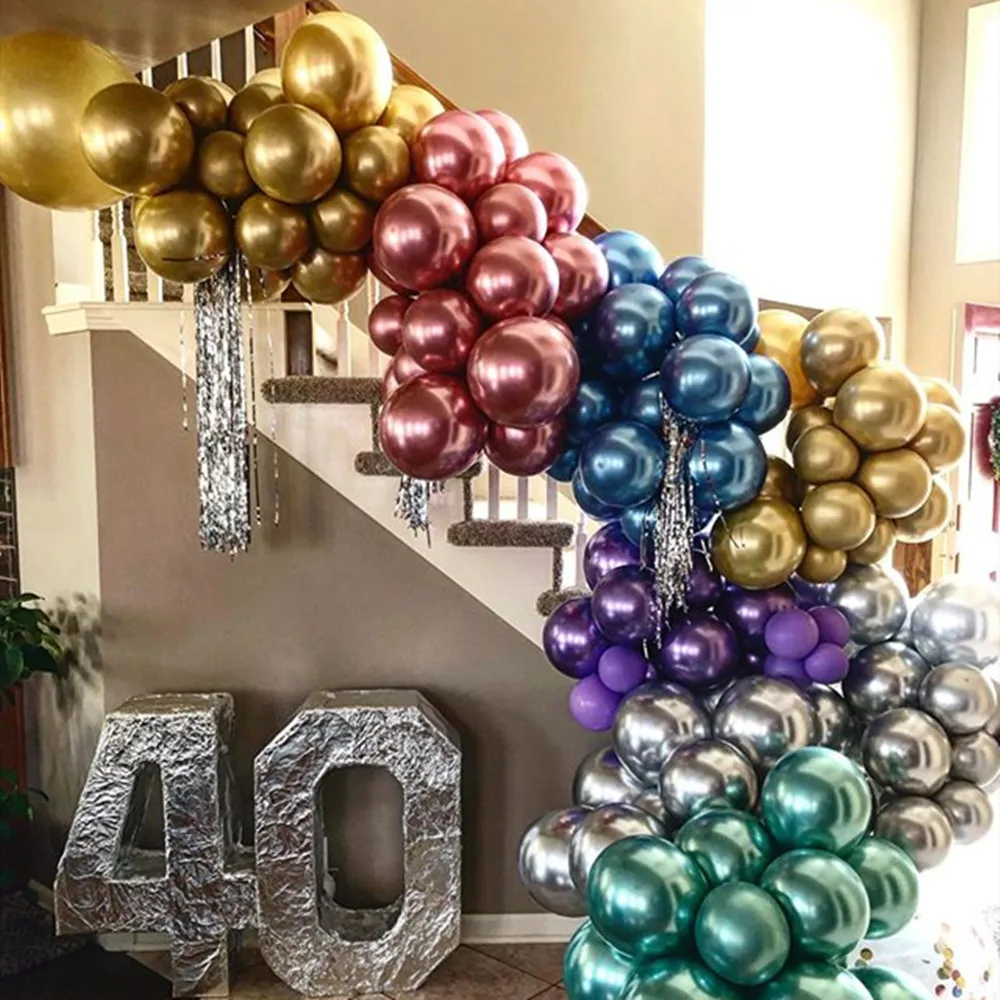 50 pcs 10" Metallic Pearl Chrome Latex Balloons for Wedding Birthday Party UK