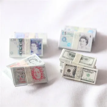 

10 bundles Mini Dollars 1:12 Dollhouse Cute Banknotes Miniature Doll house Accessories Kid Play Toys DIY Decoration Craft