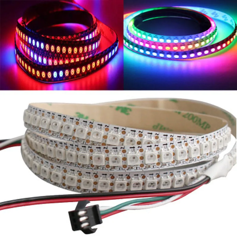 

1/2/3/4/5m WS2812B DC5V Waterproof LED Pixel Strip Light 2812 IC Built-in Individually Addressable RGB Tape Lamp 30/60/144Leds/m
