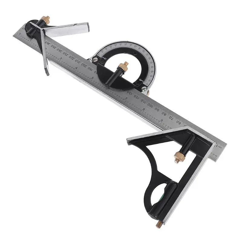12" Combination Protractor Tri-Square Angle Ruler Machinist Stainless Steel Measuring Tools Professional