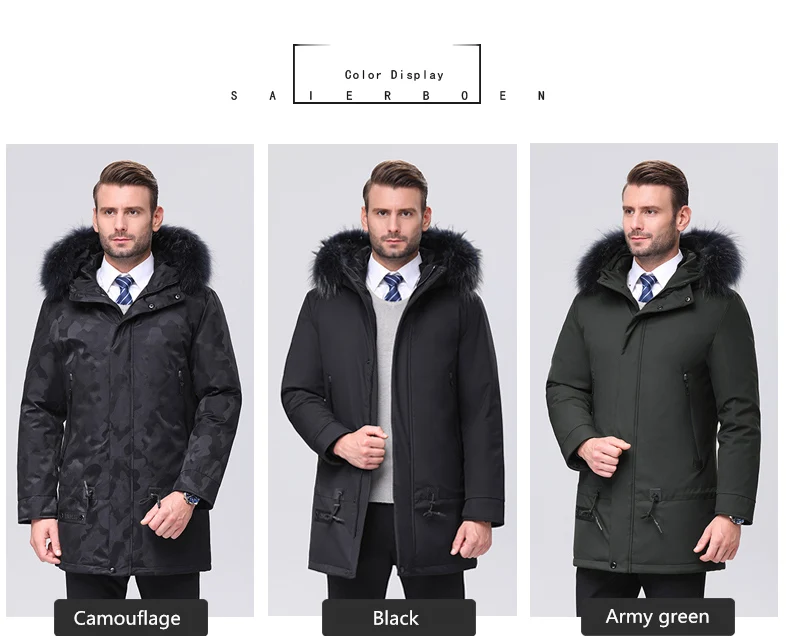 2019 New Arrival Men Down Jacket Men's Winter Coat High Quality Raccoon Fur Hooded Feather Goose Snow Parkas Outerwear (9)