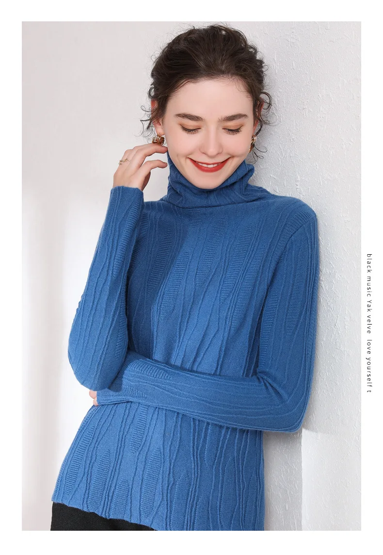 New Style Slim Fit Cashmere Sweater WOMEN'S Woollen Sweater Long-Sleeve Pullover Base Shirt Short Piles Collar Sweater