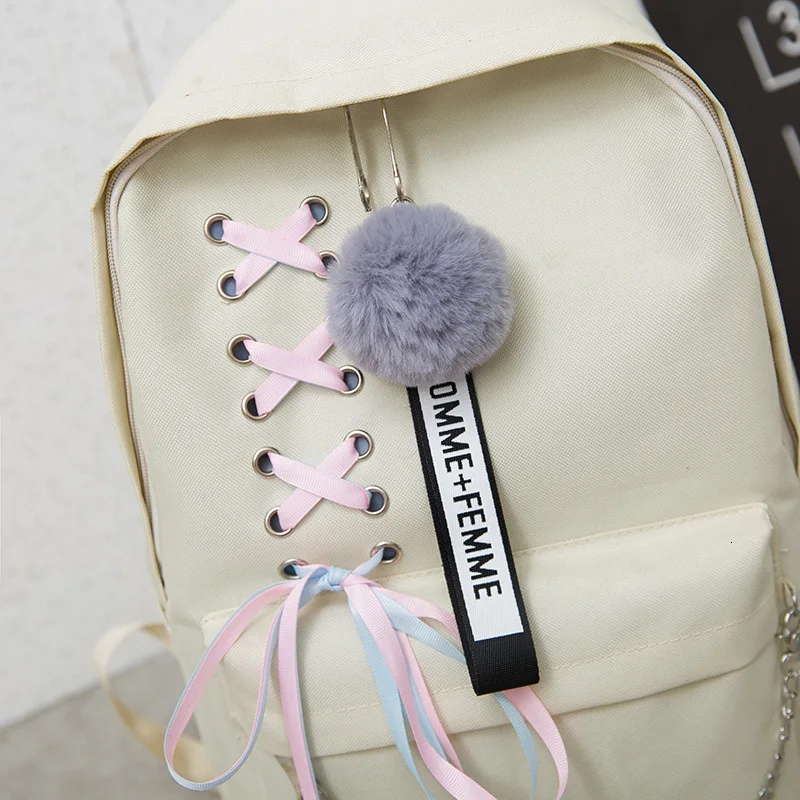 4 шт./компл. лента цепь с буквенным Mochila рюкзак туристические рюкзаки для отдыха школьные рюкзаки для девочек-подростков, школьный рюкзак