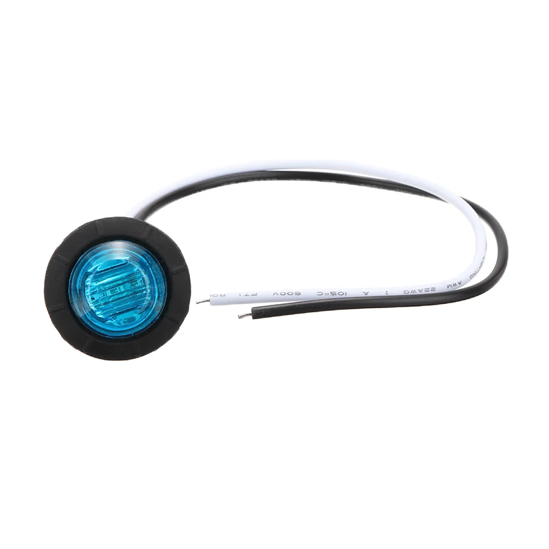 20 шт. 12 В водонепроницаемые маленькие круглые синие светодиодные, боковые, габаритные фонари, универсальные для грузовика, прицепа, внедорожника, лодки, габаритный светильник, сигнальная лампа