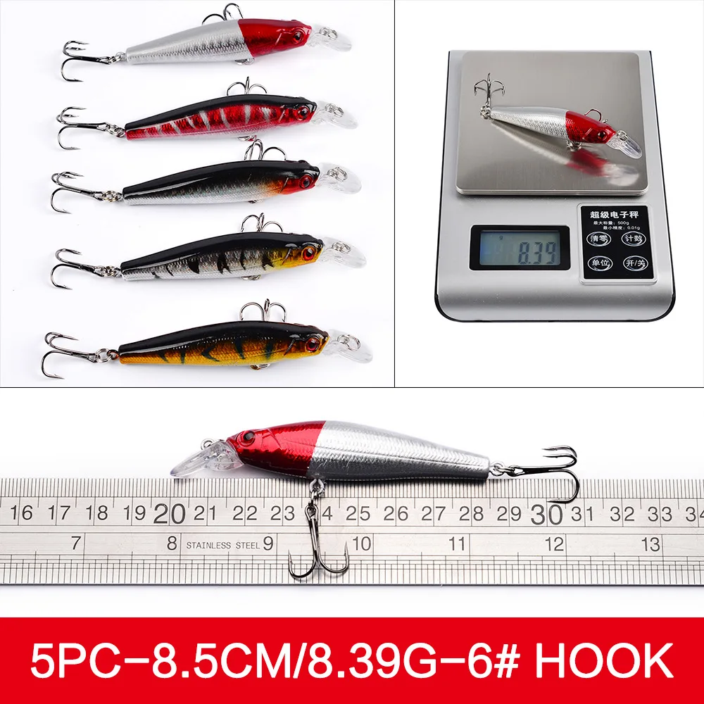 Iscas de Pesca Equipamento de Pesca Isca de Pesca Clássico Suave Iscas Duras Pesca Swimbait Crankbait Simulação Terno 56 Pçs 6 Cheap Iscas artificiais