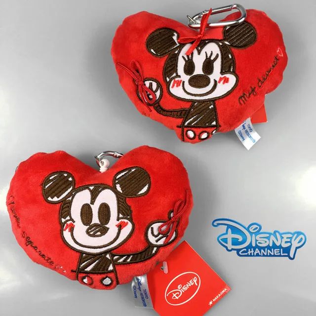 Disney Микки Маус кошельки с рисунками плюшевый пенал для карты в форме сердца подвеска с Минни украшение милый кошелек для монет - Цвет: 2 pcs