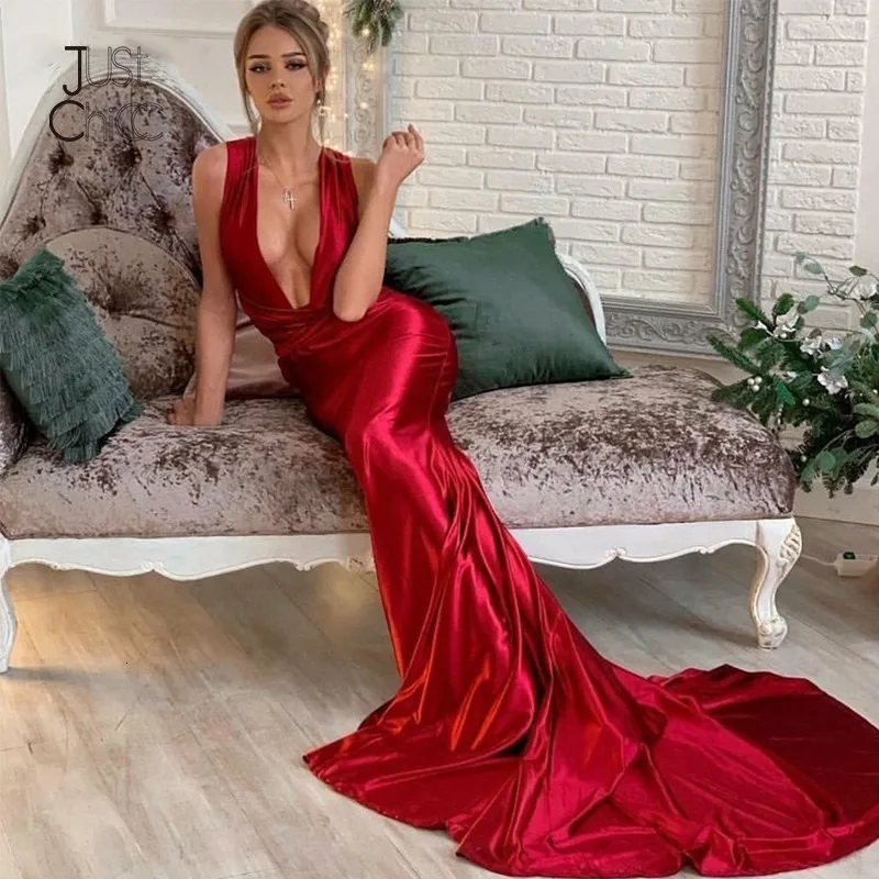 Атласное платье макси Justchicc с открытой спиной женские летние красные элегантные