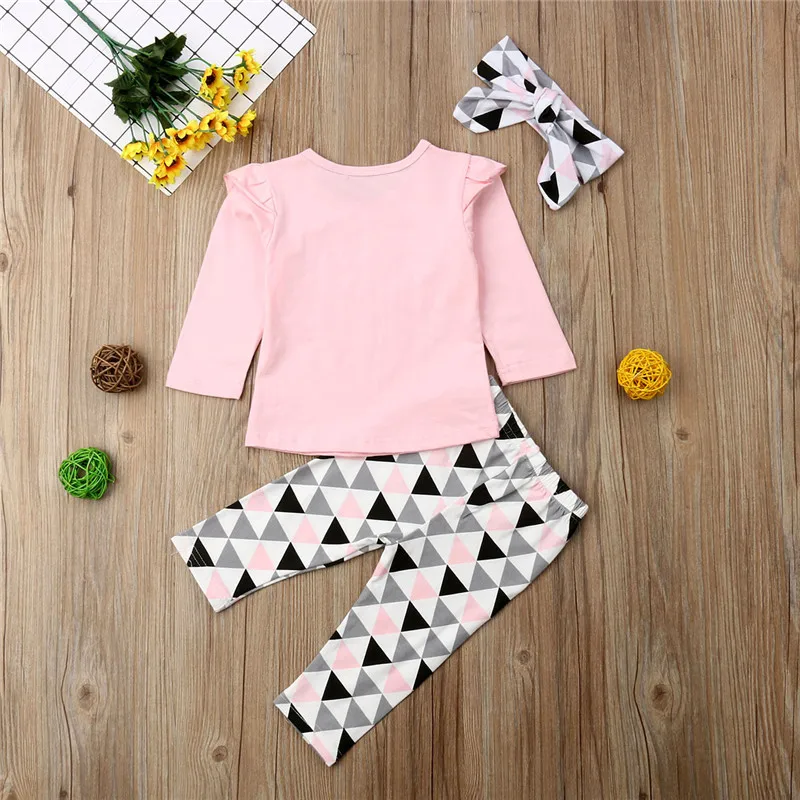 New Autumn Kids Clothes Casual Infant Newborn Baby Girls Clothes Long Sleeve Ruffle T Shirt Tops Pants Leggings Outfit Set