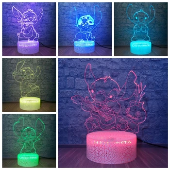 

DropShip Stitch Cartoon 3D Optical Illusion Nightlight Kids Bedroom Table Desk Lamp Home Decoration Mood Lava Childlike Gift Toy