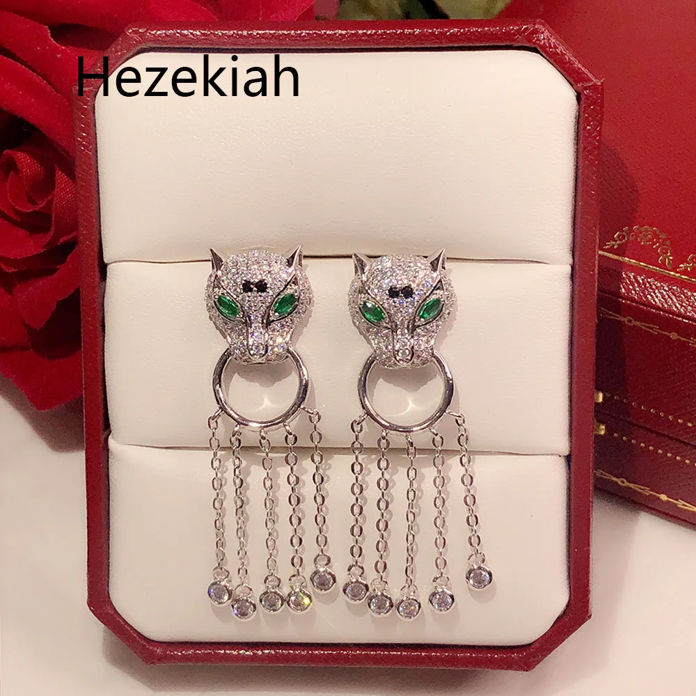Серьги Hezekiah с леопардовыми кисточками Роскошные роскошные высококачественные