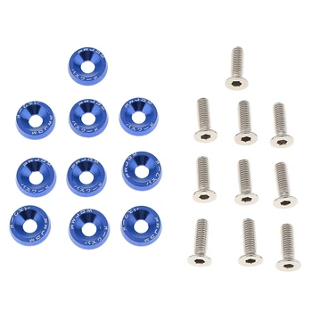 

10pcs Blue Aluminum Cup Head Screw Bolt Cone Washers Gaskets 6mm