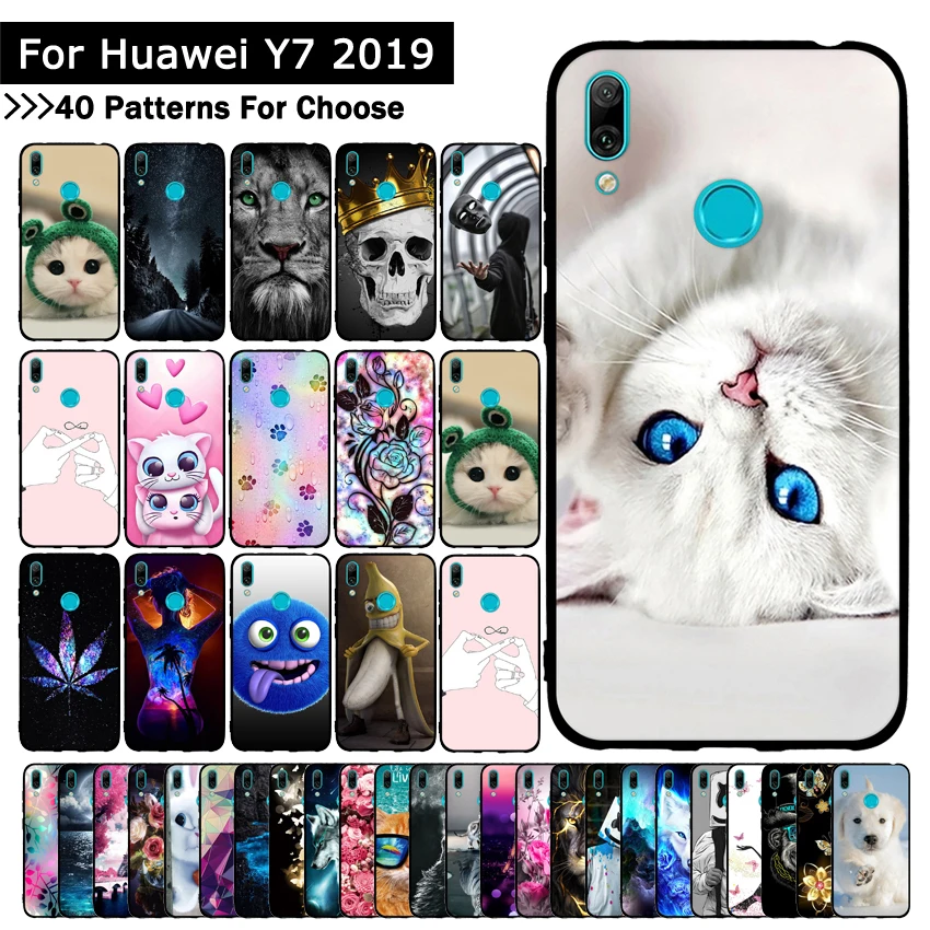 Чехол для huawei Y7 Pro, чехлы Y7 Prime, силиконовые ТПУ чехлы с животными, чехлы для Funda huawei Y7, чехол для телефона, чехол