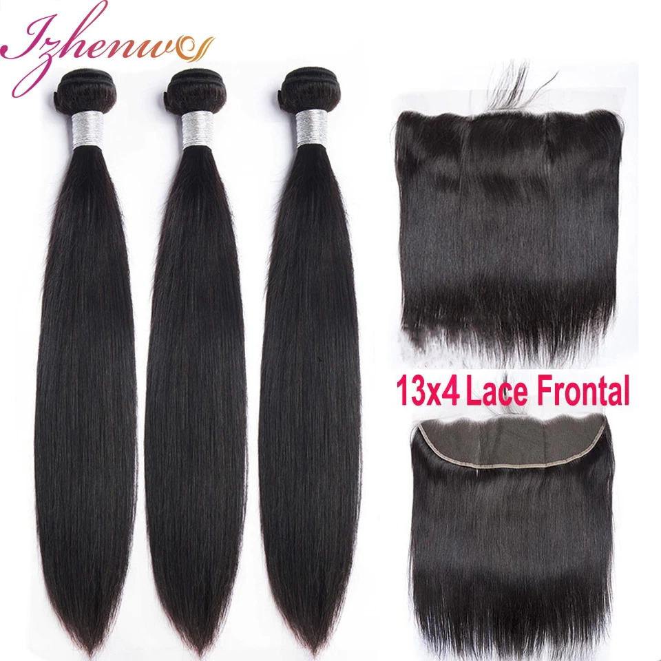 

30 32 inch Bone Straight Human Hair Bundles With Closure Peruvian Hair Weave Bundle With 5x5 HD Transparent Lace Closure&Frontal