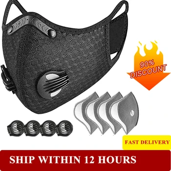 

Cycling Face Mask with Filter PM2.5 Activated Carbon Mask Reusable Washable Mouth Caps Anti-pollution Protective Mascarillas