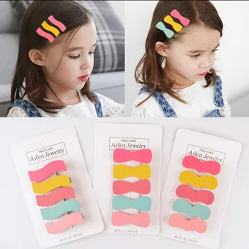 

DHL 500set 5pcs/set Children Colorful Barrettes Korean Hair Clip Girls Kids Cute Chic Hair Accessories Headwear