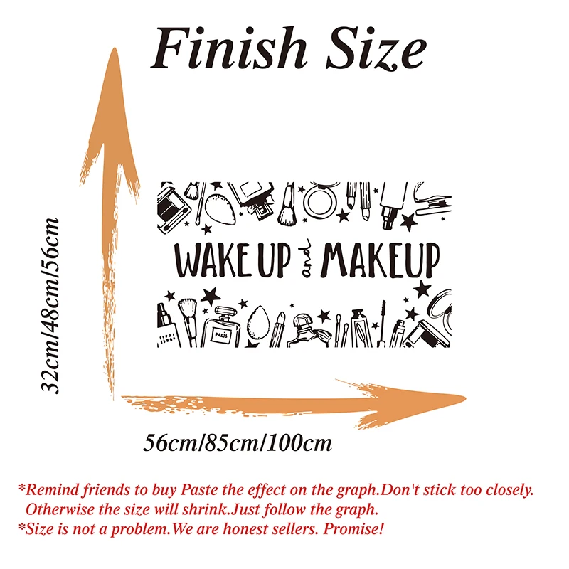 Large Wake Up And Makeup Beauty Salon Products Wall Sticker Manicure Hairstyle Make Up Wall Decal Spa Salon Vinyl Decor (1)