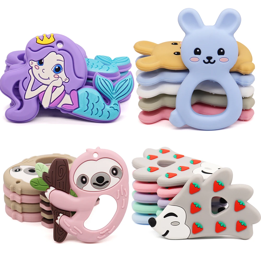 

Animal Shape Baby Teether 1pcs BPA Free Pandent Bunny Hedgehog Sloth DIY Pacifier Clips Baby Teething Toy Accessories