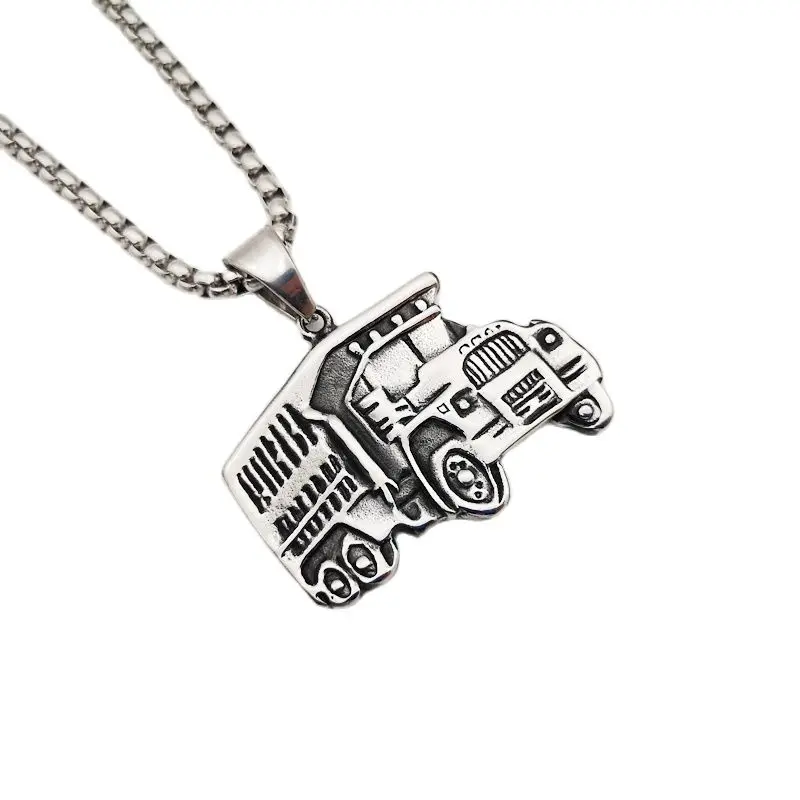 

2020 AW Vintage silver stainless steel Truck Pendant & Necklace Creative Truck drive fashion jewelry necklace