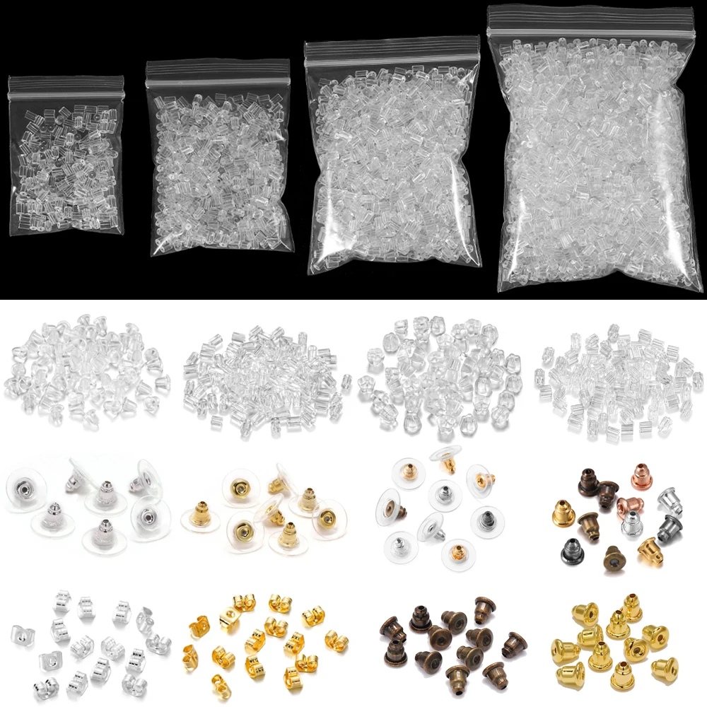 200-1000pcs/Lot Rubber Ear Backs Stopper Earnuts Stud Earring Back Supplies For DIY Jewelry Finding Making Accessories Wholesale | Украшения