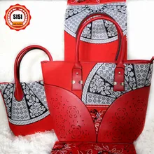 SISI Новинка! воск высокого качества наборы сумочек, популярные женские восковые сумки Африка Анкара 6 ярдов Хлопок восковые принты ткани для вечерние